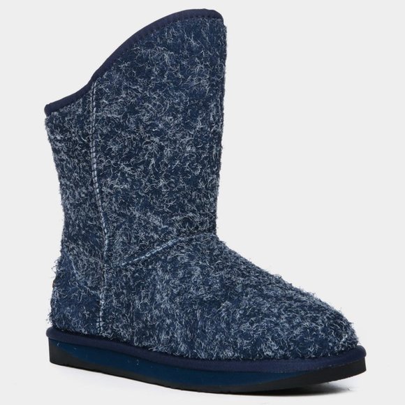 Australia Luxe Collective Cosy Short Boots Sheepskin Shaggy Suede Blue Size 6 - Picture 1 of 8
